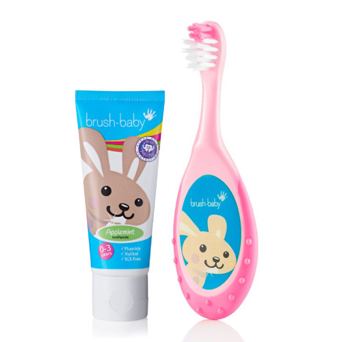 Brush-Baby | Brushbaby Children's Applemint Toothpaste with Xylitol (0 to 3 years) + FlossBrush 0-3 years